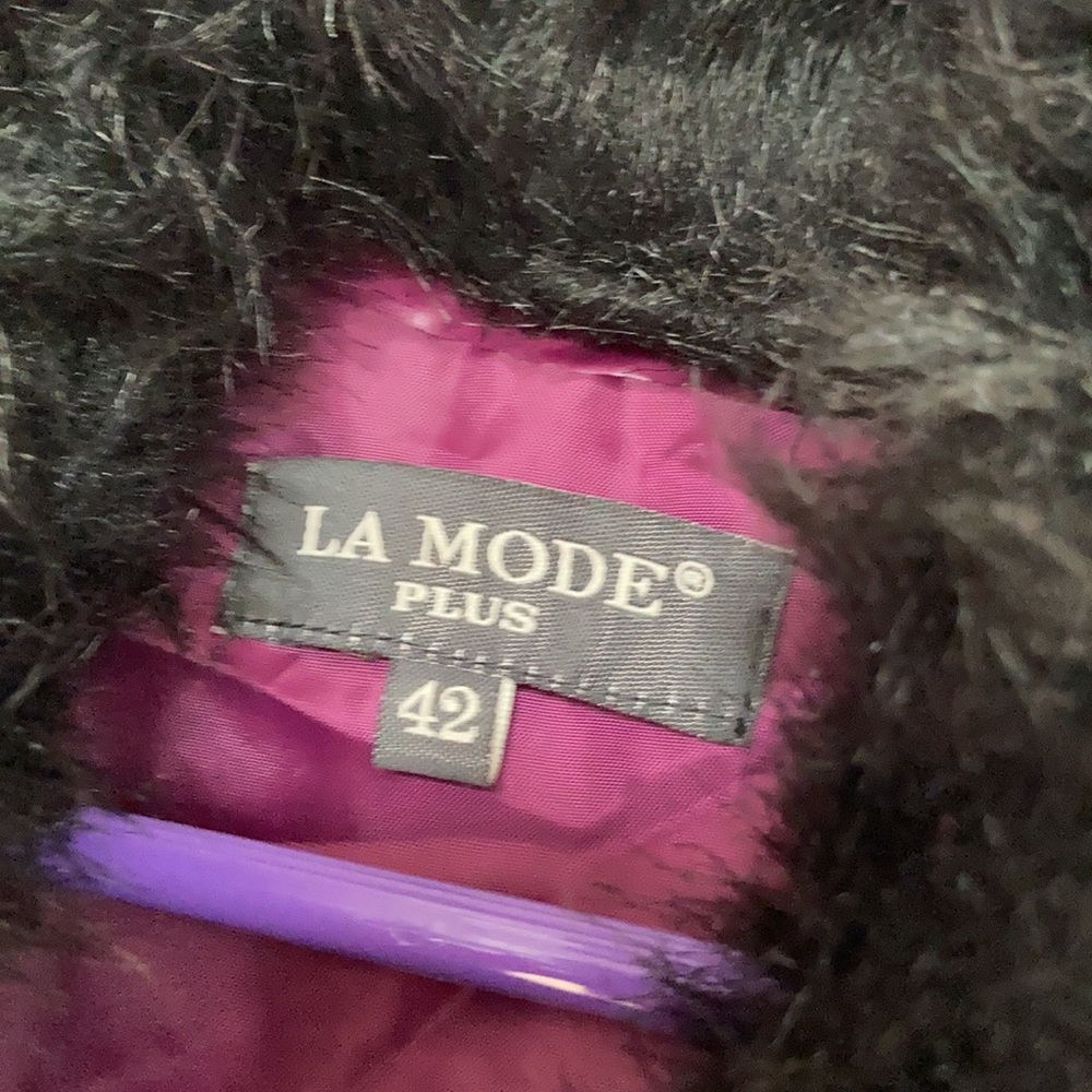 Last Chance❌ La mode plus detachable faux fur collar quilted coat w belt size 42 - Picture 12 of 16